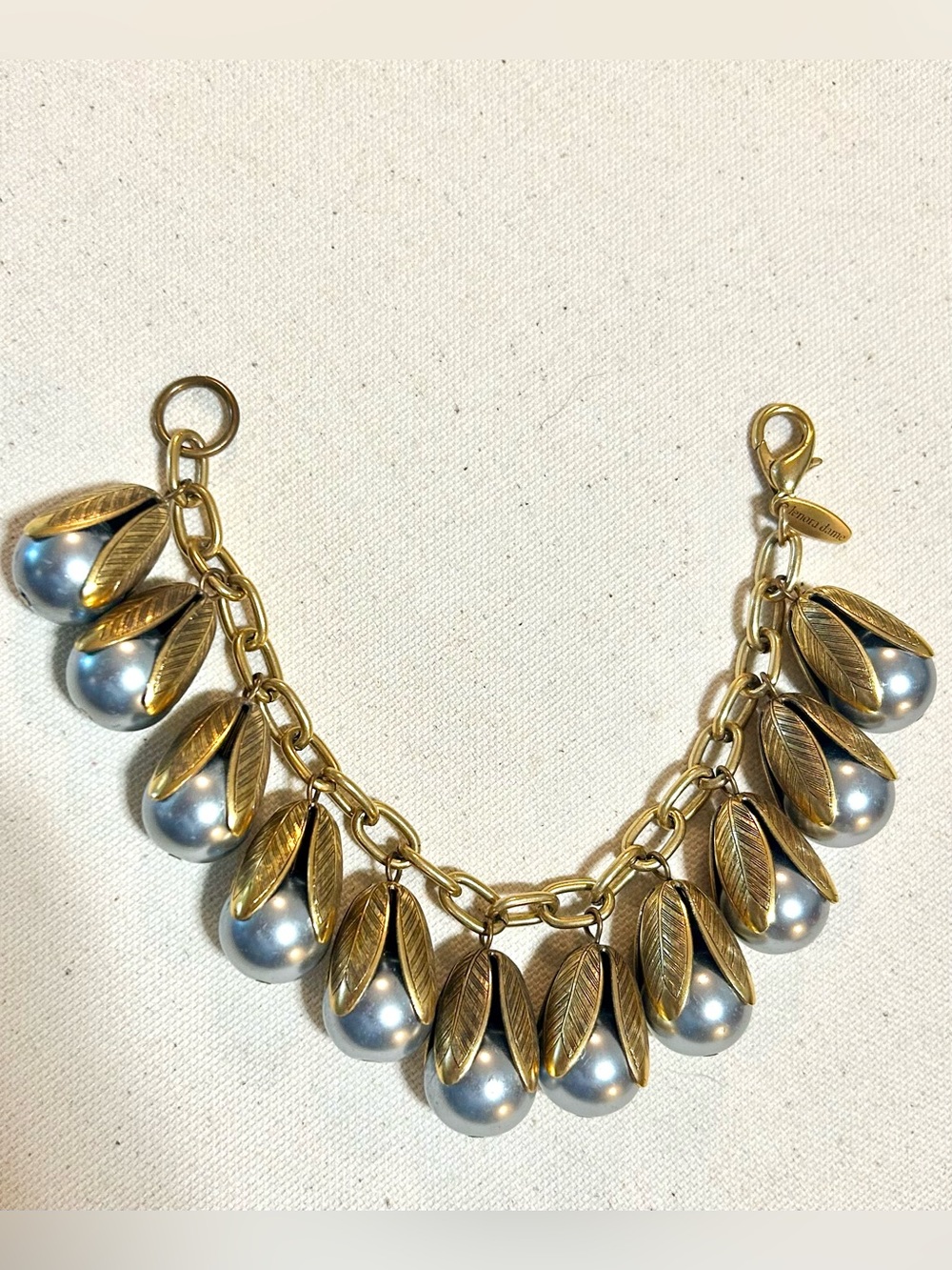 Lenora Dame Gold Leaf Pearl Bracelet